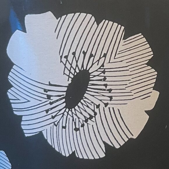 TABITHA BROWN Floral Black and  White Poppies Stoneware Coffee Tea Cup Mug - Picture 5 of 9